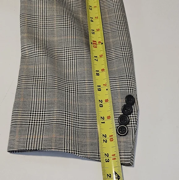 Pronto Moda Mens 52R Sport Coat/Blazer Black/White Plaid Silk/Wool/Cashm… - Picture 12 of 16
